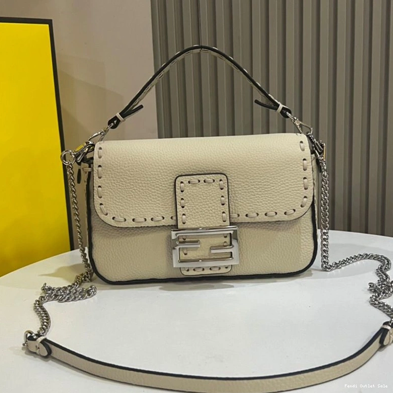 Cheap Baguette In Fendi Mini Leather Cuoio Bag Romano Selleria Beige 0805